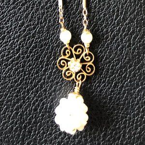 Sage Pearl Gold Filled Cluster Necklace